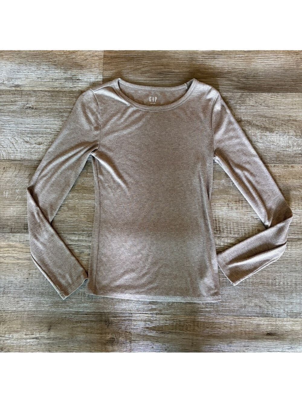 GAP Women's light brown Long Sleeve Tee shirt ribbed